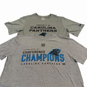 (2) Nike Carolina Panthers T-Shirts Gray Large NFL Football Tee Athletic Lot